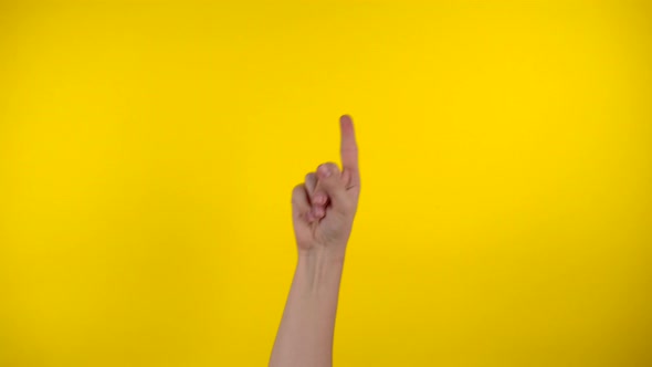 Hand Show Up Gesturing Hand on Yellow Background