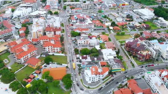 Street, Buildings, Hotels, Cottages (Florianopolis, Brazil) Aerial view