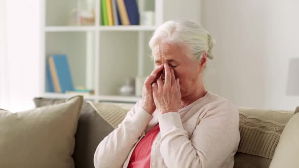 Senior Woman with Glasses Having Vision Problem