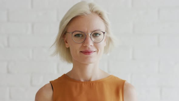 Cheerful Lady with Short Hair