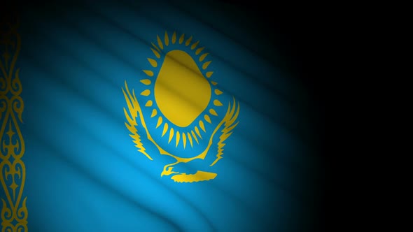 Kazakhstan Flag Blowing in Wind