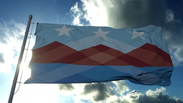 Flag of Peoria City of Arizona United States Waving at Wind