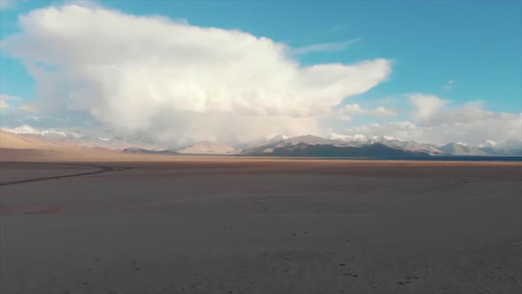 Aerial View of Karakul Lake Tajikistan