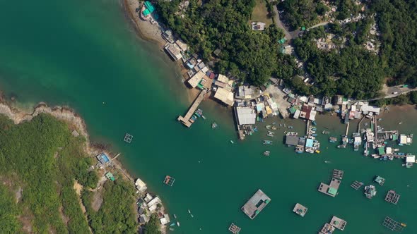 Drone Fly Over Fishing Village