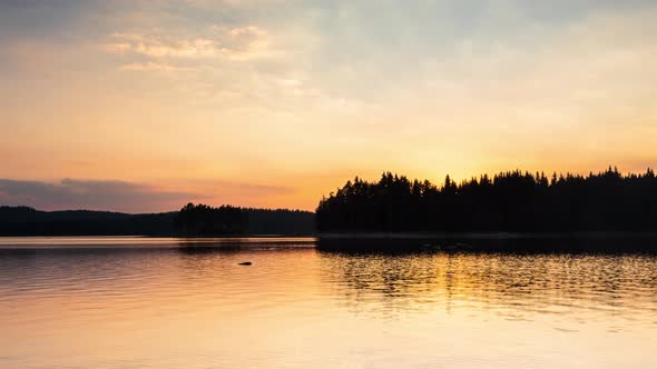 Beautiful sunset view of а mountain lake