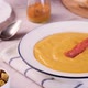 Pumpkin Cream Soup is Decorated with Jerky Meat Chips - VideoHive Item for Sale
