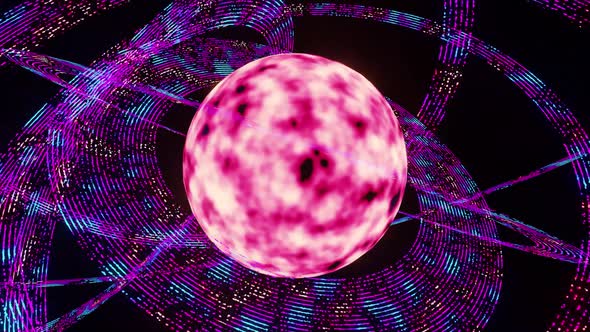 Futuristic Pink Planet With Noise Rings HD