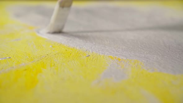 Painting and Decorating of White Paint and Brushes Close Up