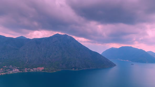 The Movement of Clouds Over the Mountains in Montenegro