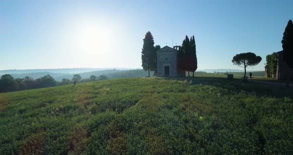 Aerial View of Colored Countryside in Tuscany