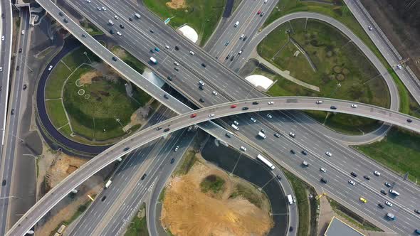 Freeway Intersection Traffic Trails in Moscow