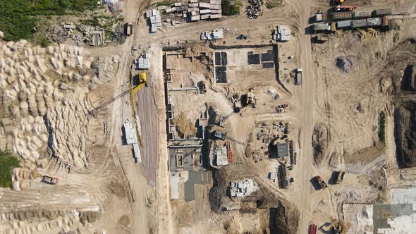 Large Construction Of A Residential Complex. Top To Bottom View. Aerial View