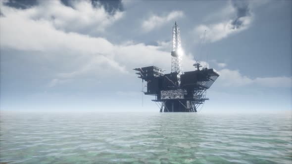 Large Pacific Ocean Offshore Oil Rig Drilling Platform alt