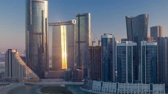 Buildings on Al Reem Island in Abu Dhabi Timelapse From Above