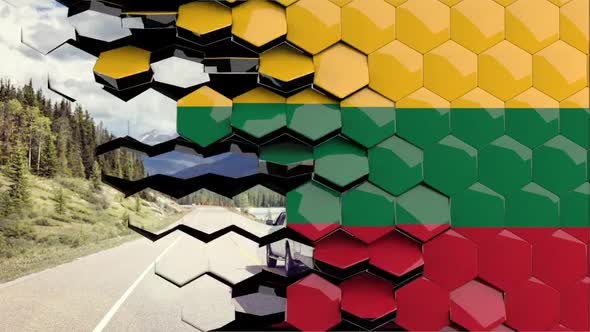 Lithuania Flag Hexagon Transition - 4K Resolution