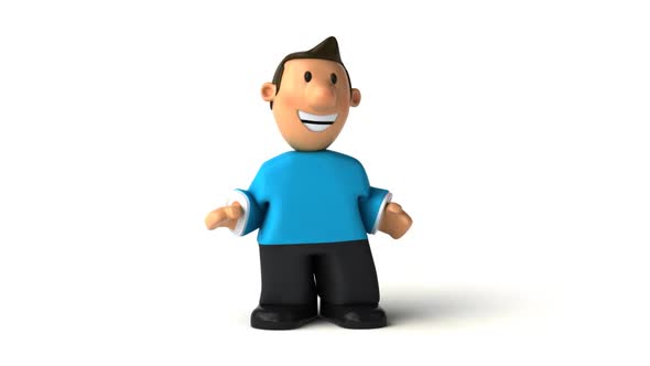 Fun 3D cartoon man doing a presentation