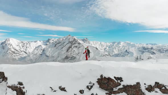 Peak Mountains Skier Walking