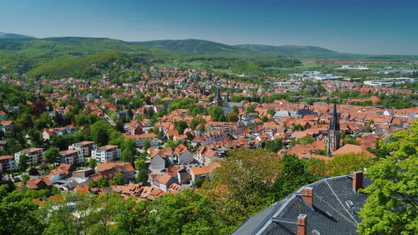 View From the Top of the Cozy Town of Wernigerode - a City in Germany in the Federal State of Saxony