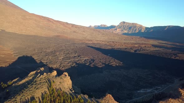 An Aerial View of the Brown Color Mountains in Tenerife Spain