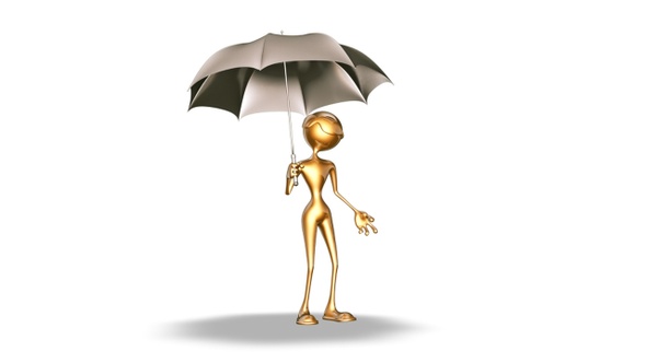 Gold Man 3D Character with Umbrella