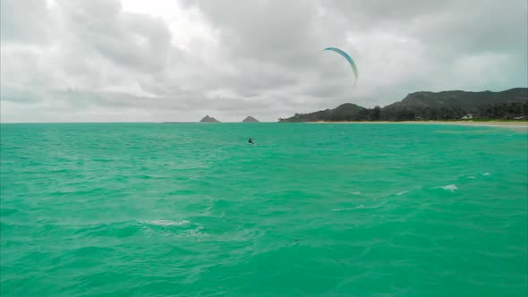 Aerial of Kite Boarder in Kailua Bay