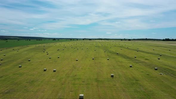 Aerial View of Haystack on Field