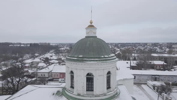 Air View From a Drone to the City of Nizhyn in Chernihiv in Winter