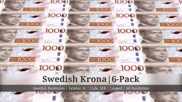 Swedish Krona | Sweden Currency - 6 Pack | 4K Resolution | Looped