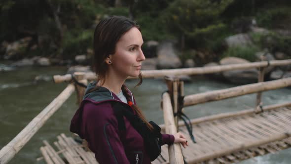 Woman Portrait Thai Jungle Bridge Shot