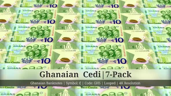 Ghanaian  Cedi | Ghana Currency - 7 Pack | 4K Resolution | Looped