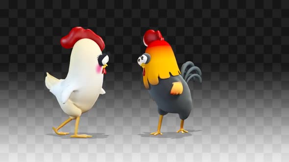 Chiken And Rooster Funny Dancing