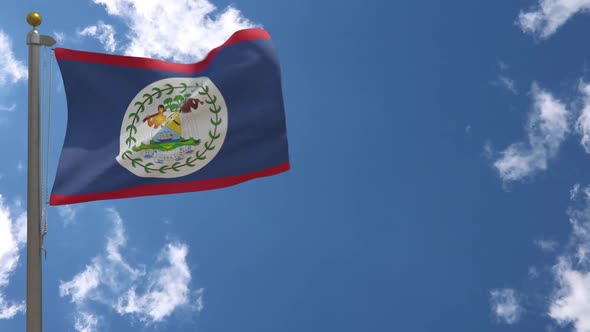 Belize Flag On Flagpole