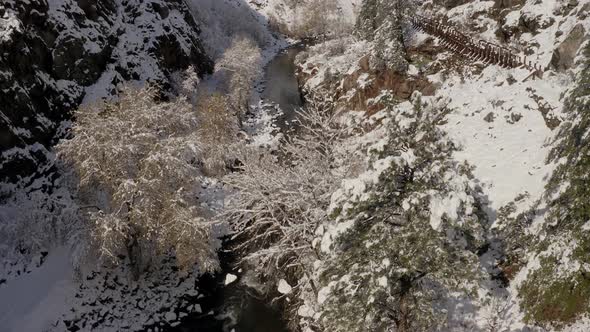 Aerial shot of the beautiful winter landscape
