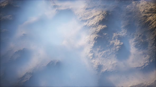 Distant Mountain Range and Thin Layer of Fog on the Valleys