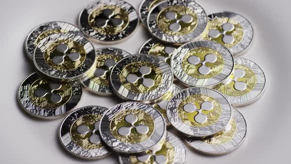 Rotating shot of Ripple Bitcoins