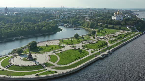 Park Strelka and Volga River in Yaroslavl Russia