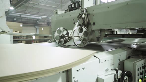 A Working Conveyor in a Paper Mill. Technology. Factory. Kyiv. Ukraine