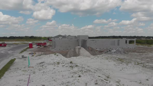 Florida new home construction on sand, cinder block knocked out at the base, ready for rebar and cem