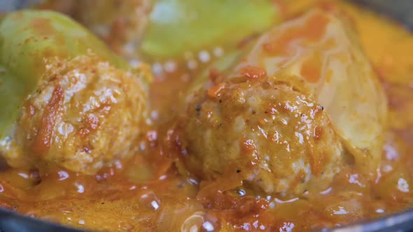 Freshly Fried Bell Peppers in Tomato Sauce.