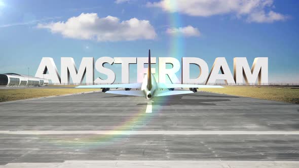 Commercial Airplane Landing Capitals And Cities Amsterdam