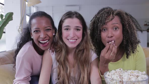 Three Excited Young Women Playing Video Games on a Console at Home  Slow Motion