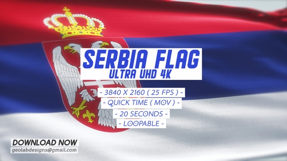 Serbia Flag - Ultra UHD 4K Loopable