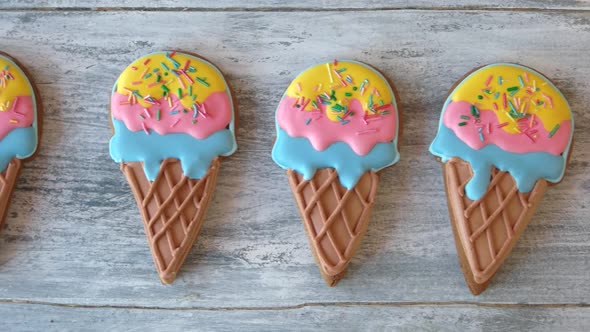 Ice Cream Cone Shape Icing Cookies