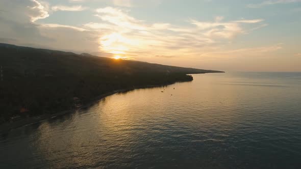 Sunset on the Sea Coast. Bali, Indonesia