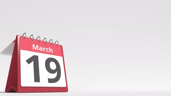 March 20 Date on the Flip Desk Calendar Page
