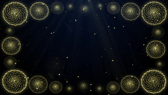 Glowing Background With Golden Energy Circles And Shiny Particles