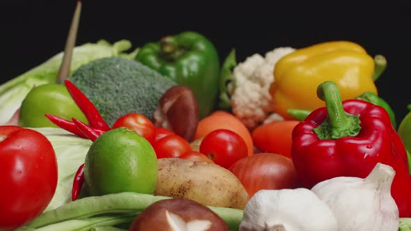 Dolly Shot Of Fresh Vegetables 