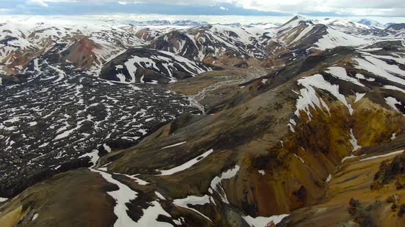 Amazing landscape of Landmannalaugar seen from above, Iceland