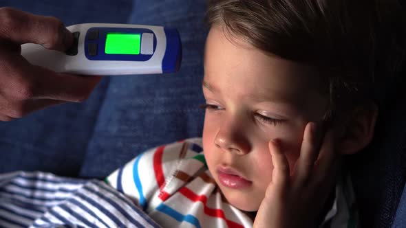 Portrait of Sick Ill Little Preschool Child Boy