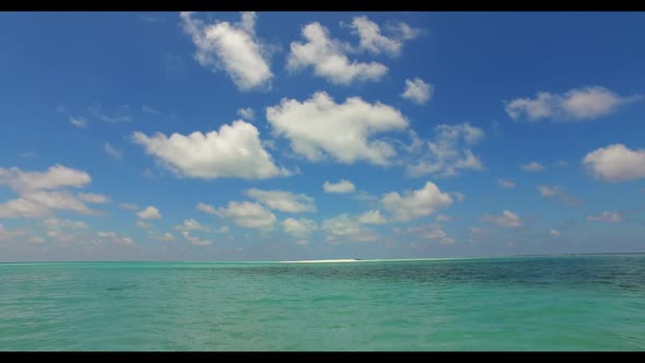 Aerial top view tourism of tropical bay beach voyage by blue water with white sand background of adv